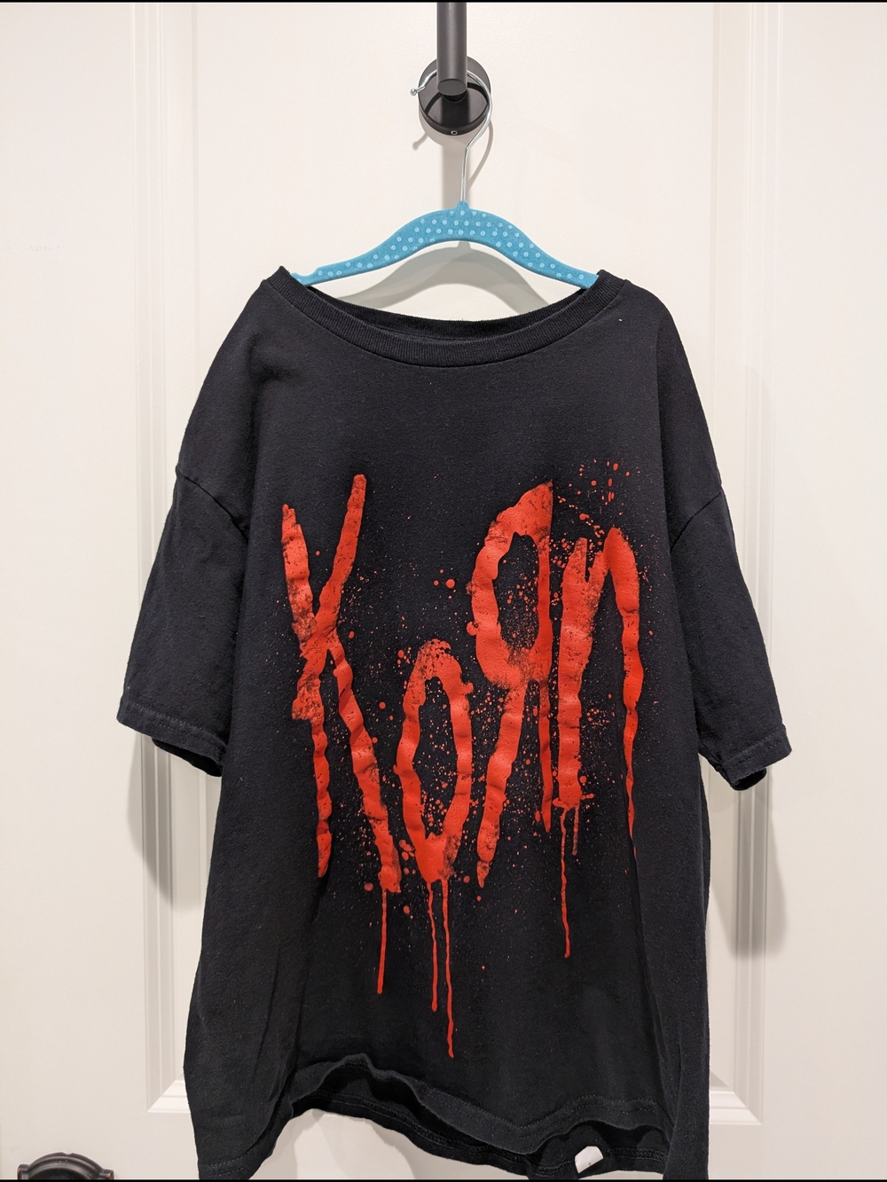 Kids Black Short-Sleeve Tee with Red Drip Logo